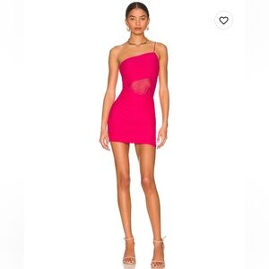 REVOLVE SUPERDOWN Jesica Mesh Mini Dress in Hot Pink